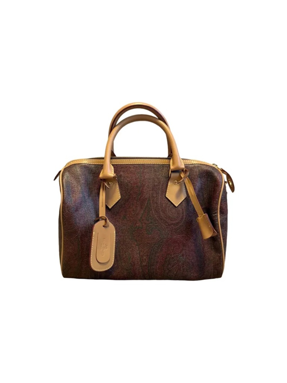 SOLD!!! Etro Brown Paisley Leather Satchel with Tan Trim EUC (900-1500 value) - Picture 4 of 17